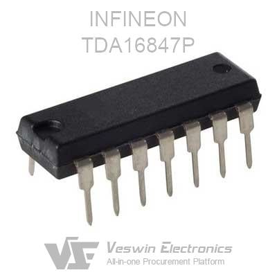 TDA16847P IC BEKO 16.1 CHASSIS Controller for Switch Mode Power in 14-pin PDIP package. Operational temperature range from -25°C to 115°C.