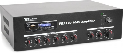 Усилвател 100V PBA120 (Bluetooth,USB, SD, AUX, FM, MIC, RC) 120W