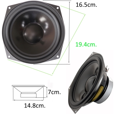 Нискочестотен басов говорител 6.5" 16.5cm. 4ohm. SQUARE PP-30165 -46.5" 16.5CM.