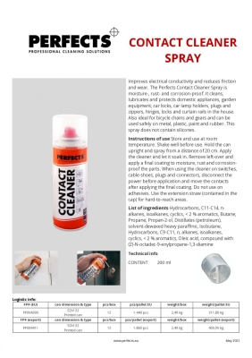 Спрей PERFECTS СПРЕЙ ЗА ПОЧИСТВАНЕ НА КОНТАКТИ CONTACT CLEANER 200ML