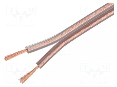 Кабел силиконов тонколони 2x2.50мм2 SC-CCA2X2.50-TR100 Кабел: говорител; 2x2,5mm2; шнур; CCA; прозрачен; неекраниран