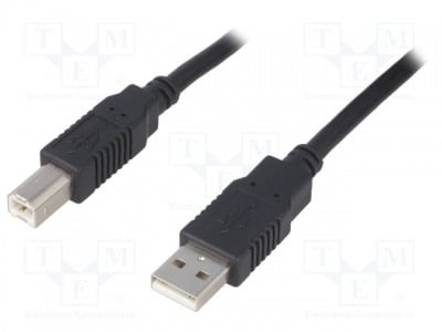 Кабел USB CAB-USB2AB/5-BK Кабел; USB 2.0; USB A щепсел, USB B щепсел; Дълж.на кабела:5m