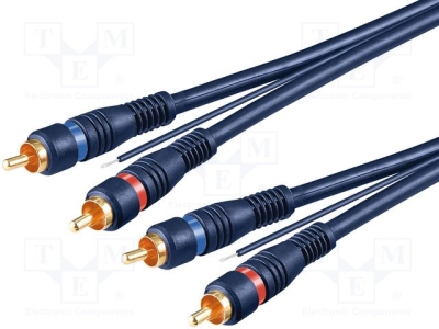Кабел 2RCA-2RCA+захранване 5м C-2RCA2RCA-R-BL030 Кабел; RCA щепсел x2,управление,от двете страни; 3m; син