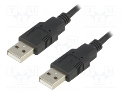 Кабел  USB CAB-USBAA/1.8-BK Кабел; USB 2.0; USB A щепсел, от двете страни; черен; Жило: Cu