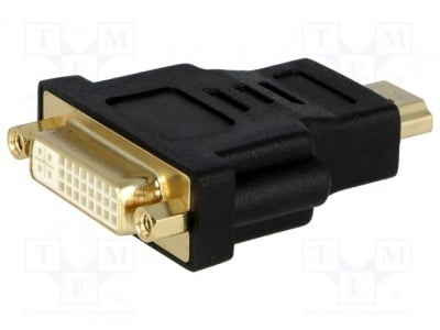 Преходник HDMI-DVI/G Адаптер; DVI-I (24+5) гнездо, HDMI щепсел; Цвят: черен