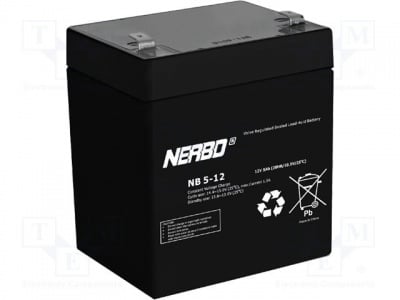 Акумулатор ACCU-HP5-12/NB Re-battery: acid-lead; 12V; 5Ah; maintenance-free; AGM