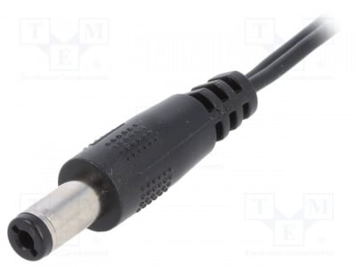 Захранващ кабел DC.CAB.2200.0150E Кабел кабели DC 5,5/2,1 щепсел прав 0,5mm2 черен 1,5m