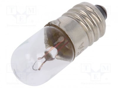 Лампа LAMP-E10/6/150 Лампа: миниатюрна; E10; 6VDC; 150mA; Стъкл.балон: цилиндричен; 1W