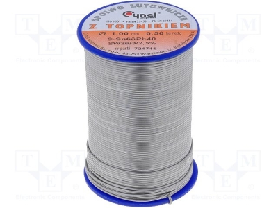 Тинол LC60-1.00/0.5 Свързв.в-во; Sn60Pb40; припойна тел; 1mm; 0,5kg; Флюс: F-SW26; 2,5%