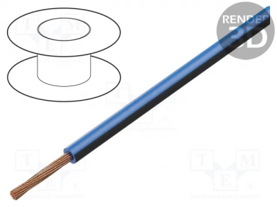 Кабел за автомобилна инсталация FLRY-B0.75-BL/BK Кабел FLRY многожичен Cu 0,75mm2 PVC синьо-черен 60V 100m