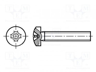 Болт M2X5/D7985  Болт; M2x5; DIN:7985; Чело: полукръгла; Phillips; стомана; цинк; PH1