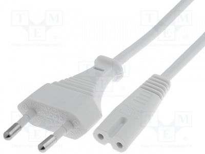 Захранващ кабел CABLE-704-1.8WH Кабел; CEE 7/16 (C) щепсел IEC C7 женски 1,8m Гнезда:1 бял