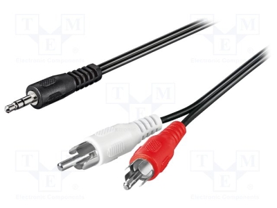 Кабел 1.5м CABLE-458HQ/1.5 Кабел; RCA щепсел x2,Jack 3,5mm 3pin щепсел; 1,5m; Цвят: черен