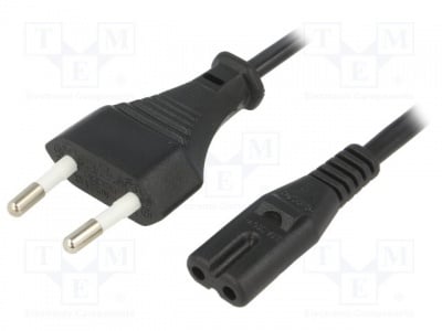 Захранващ кабел KAB-EU-T2-1.5-BK  Кабел; CEE 7/16 (C) щепсел, IEC C7 женски; 1,5m; Гнезда:1; черен