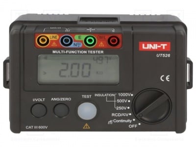 Тестер на изолационно съпротивление UNI-T UT526 Измервател на съпротивлението на изолация; 250V/500V/1000V
