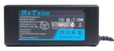Захранващ адаптер за лаптоп зарядно за лаптоп TOSHIBA UPO75S, 100-240VAC, 15VDC, 5A, 75W, 6.3x3mm