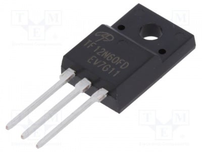 AOTF12N60FD Транзистор: N-MOSFET; униполарен; 600V; 8A; TO220F