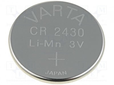 Батерия BAT-CR2430/V Battery: lithium; 3V; CR2430; O24.5x3mm; 280mAh; non-rechargeable