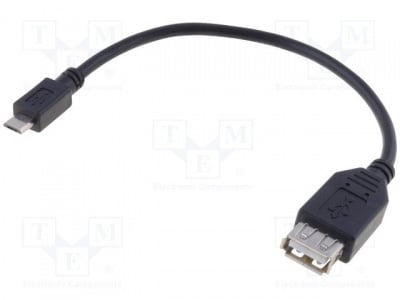 Кабел USB AF/B TCAB-311 Кабел; OTG,USB 2.0; USB A гнездо,USB B micro щепсел; 0,2m; чере