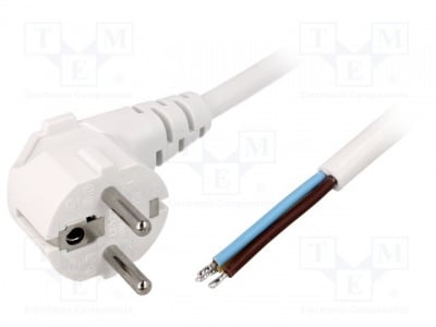 Захранващ кабел S3-3/15/1.8WH Кабел; CEE 7/7 (E/F) щепсел ъглов,кабели; 1,8m; бял; PVC; 16A
