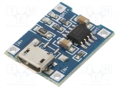 Модул зарядно OKY3403 Модул: зарядно Li-Po/Li-Ion; 5VDC; USB B micro; TP4056; 1A; 4,2V аналог OKY3402-1