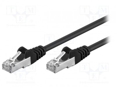 Кабел F/UTP5-CCA-100BK Patch cord; F/UTP; 5e; многожичен; CCA; PVC; черен; 10m; 26AWG