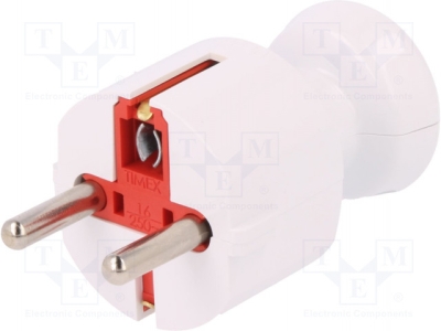 Щепсел шуко TX-WT-40BI Конектор: захранващ AC; щепсел; Структ.на изводите: 2P+PE; бял