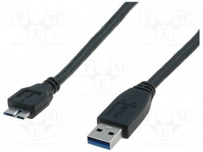 Кабел AK-300116-020-S Кабел; USB 3.0; USB A щепсел,USB B micro щепсел; никелиран; 1,8m