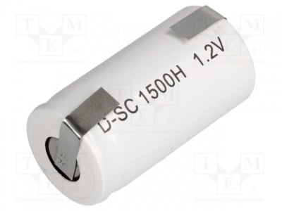 Акумулаторна батерия SC 1.2/1500 BD-SC1500H/CNR Акум: Ni-Cd; SubC; 1,2V; 1500mAh; метални ленти за запояване