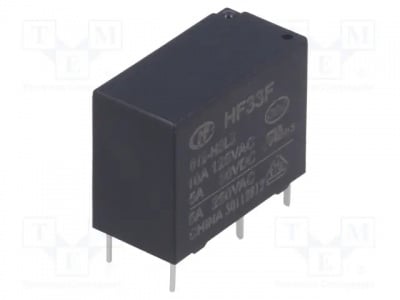 Реле HF33F/012-HSL3 Реле: електромагнитно; SPST-NO; Uбобина: 12VDC; 5A/250VAC; 10A