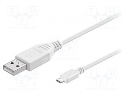 Кабел USB USB-MICBM-0.15 Кабел USB 2.0 USB A щепсел USB B micro щепсел 0,15m бял