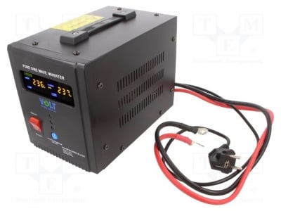 Инвертор SINUS-PRO-500/BK Преобразувател: DC/AC; 300W; Uизх: 230VAC; Кон: мрежов 230V; 0?40°C