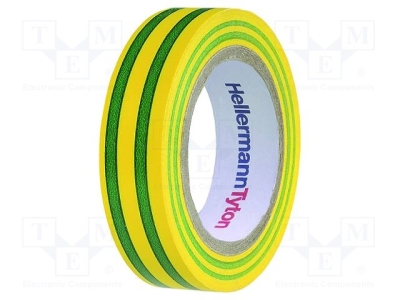 Изолирбанд HTAPE-FLX-15YG Лента електроизолационна W 15mm L 10m Thk 0,15mm жълто-зелен