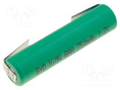 Акумулаторна батерия ACCU-BH-AAA Акум: Ni-MH; AAA,R3; 1,2V; 700mAh; метални ленти за запояване