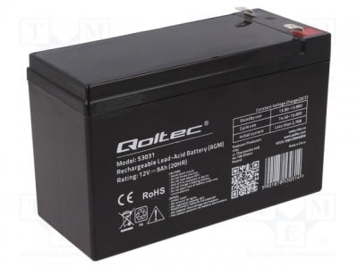 Акумулатор QOLTEC ACCU-HP9-12/Q Акумулатор оловно-киселинен 12V 9Ah AGM необслужваем 152x65x94mm