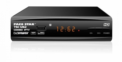 Сателитен комбиниран приемник TSC1262 DVB-S2/T2/C HD приемник PACO STAR, с възможност за IPTV