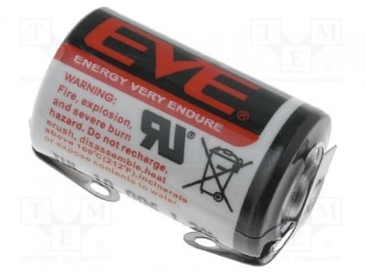 Литиева батерия EVE-ER14250/CNR Батерия литиева 3,6V 1/2AA 1/2R6 метални ленти за запояване