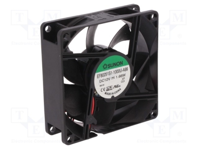 Вентилатор EF80251S1-A99-A Вентилатор: DC; аксиален; 12VDC; 80x80x25mm; 69,29m3/h; 33dBA