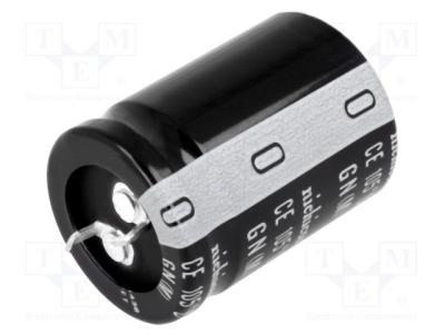 Кондензатор 390uf 450V LGN2W391MELC40  Кондензатор: електролитен; SNAP-IN; 390uF; 450VDC; O35x40mm; ±20%