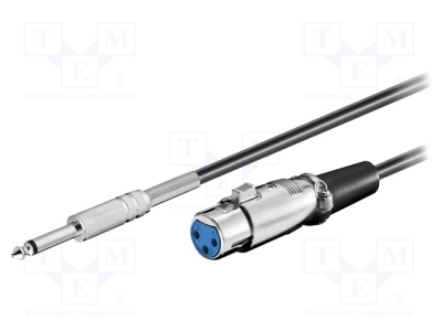 Кабел канон женски/жак 6.3mm. 6m. XLR/JACK635-BL Кабел; Jack 6,3mm 2pin щепсел,XLR женски 3pin; 6m; черен