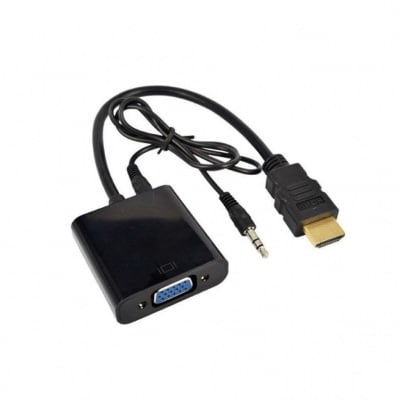 Конвертор VGA към HDMI CABLE-HDMI-VGA+audio Адаптер D-Sub 15pin HD гнездо HDMI щепсел 0,15m Цвят черен