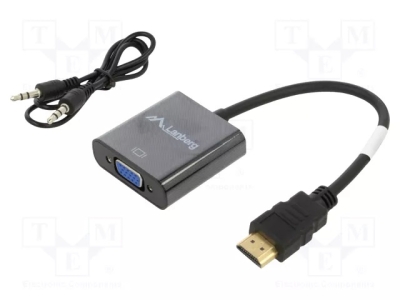 Конвертор HDMI към VGA AD-0017-BK Адаптер; HDMI щепсел,Jack 3,5mm гнездо,гнездо VGA; HDMI 1.4