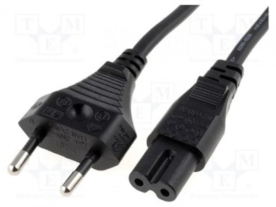 Захранващ кабел SN14-2/07/3BK Кабел CEE 7/16 (C) щепсел IEC C7 женски 3m черен PVC 2,5A