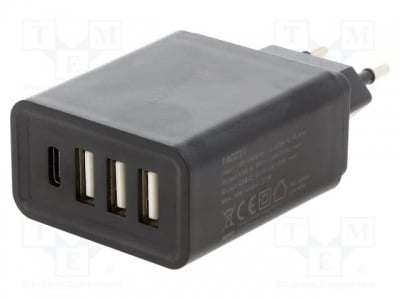 Адаптер импулсен USB 5V PA0221 Захранване импулсно постоянно напрежение 5VDC 27W 98x50x29mm