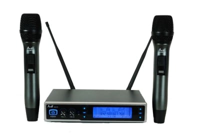 Микрофон безжичен ANTX-MU218A Двоен UHF микрофон MU218A вокален със сменяема честота