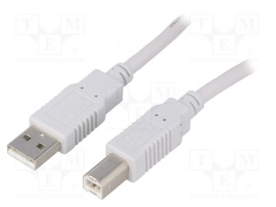 Кабел USB CAB-USB2AB/0.5-GY Кабел; USB 2.0; USB A щепсел,USB B щепсел; 0,5m; сив; Жило: CCA
