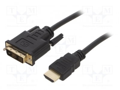 Кабел DVI-HDMI CC-HDMI-DVI-6 Кабел; DVI-D (18+1) щепсел,HDMI щепсел; PVC; 1,8m; черен; 30AWG