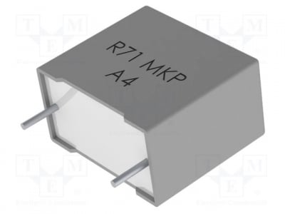 Кондензатор R71VN41004030K Кондензатор: полипроленов; 1uF; 26,5x10x18,5mm; THT; ±10%; 22,5mm