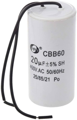 Пусков кондензатор CBB60-20/450VMCBL Работен кондензатор, 450VAC, 20uF, 70°C, с кабел, CBB60