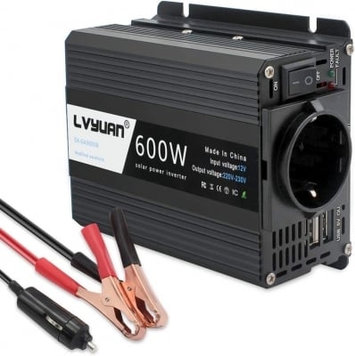Инвертор преобразувател 600W 12V/230V 2 USB LVYUAN F-600A